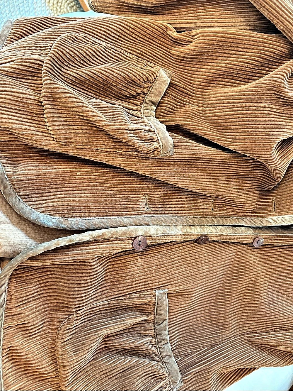 J. Jill Wide-Wale Corduroy Jacket with Velvet Trim Brown Large